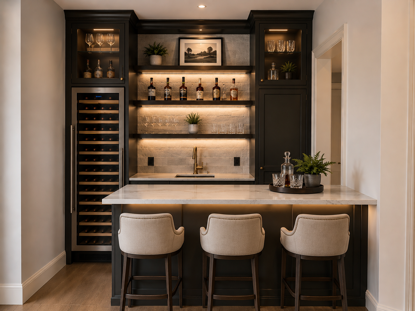 Rendering of a custom home bar